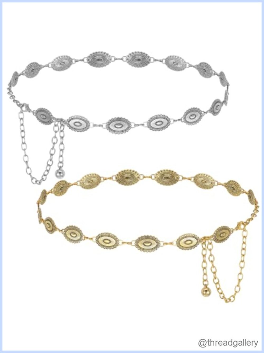 Western Concho Chain Belt Metal Alloy Adjustable Waist Belt
